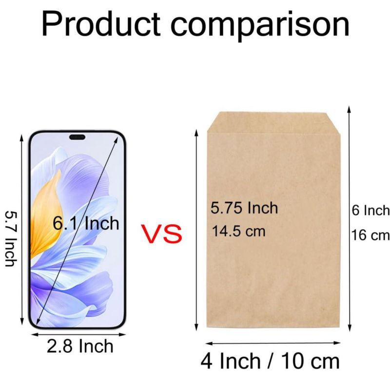 Bolsas de papel kraft FOCCIUP 10x15 cm Marrón - Pack de 100