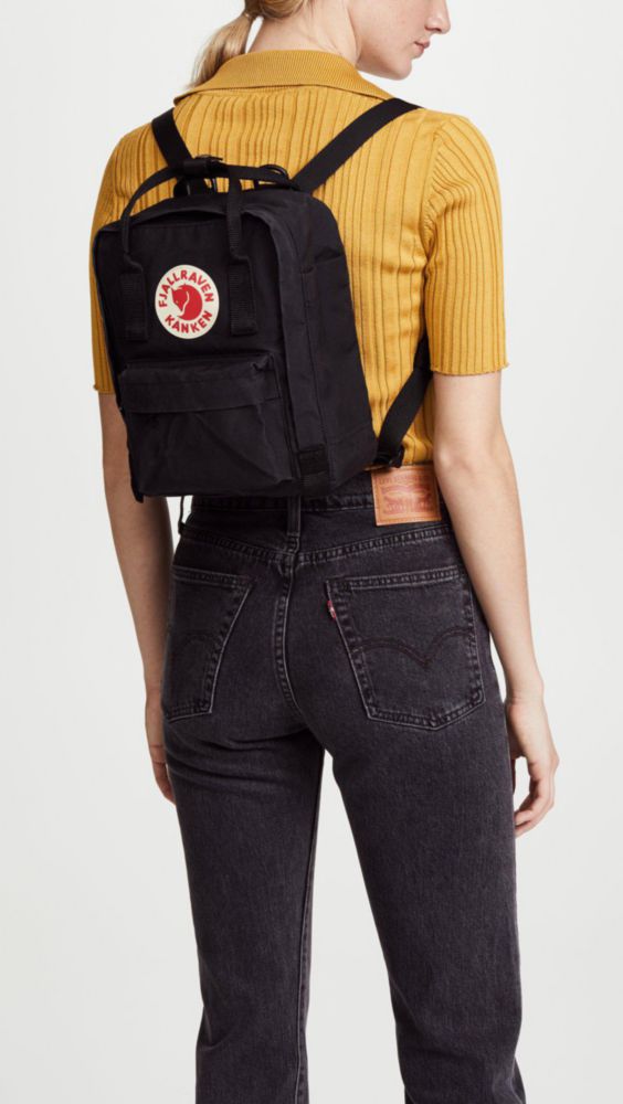 Mochila Fjällräven Mini Kanken Nylon Weave en negro