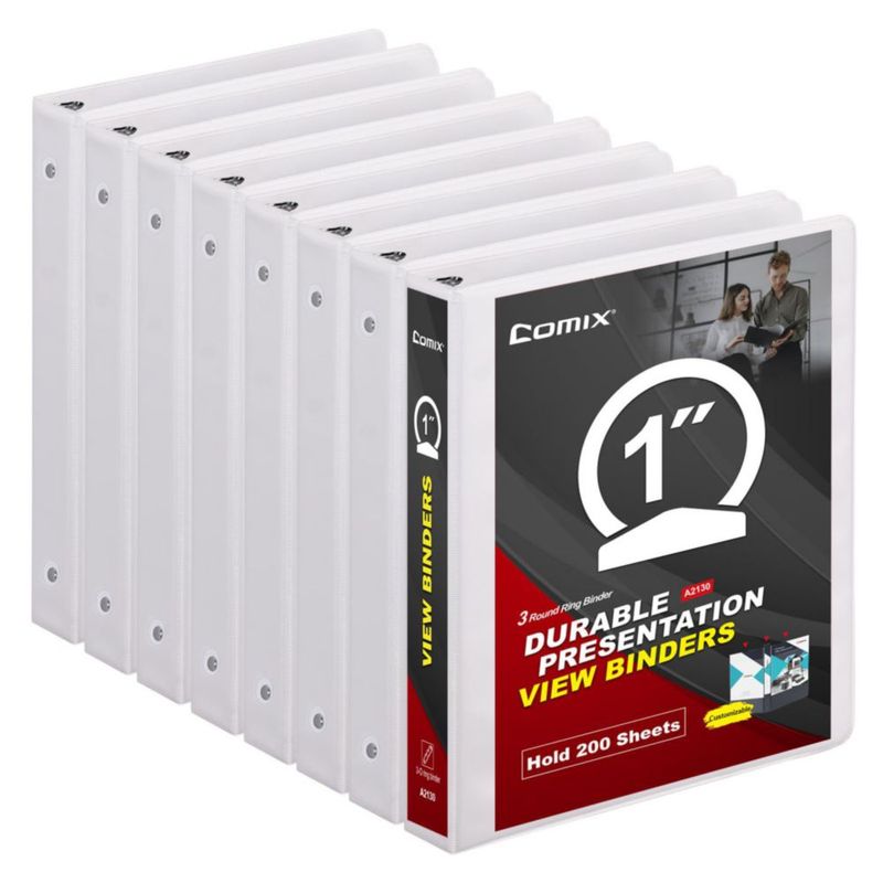 Carpeta de anillas COMIX 25 cm paquete de 8 color blanco capacidad 200 hojas