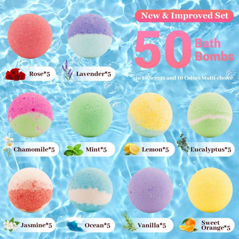 Bombas de baño WINGEDSOUL 50 piezas 10 fragancias artesanales