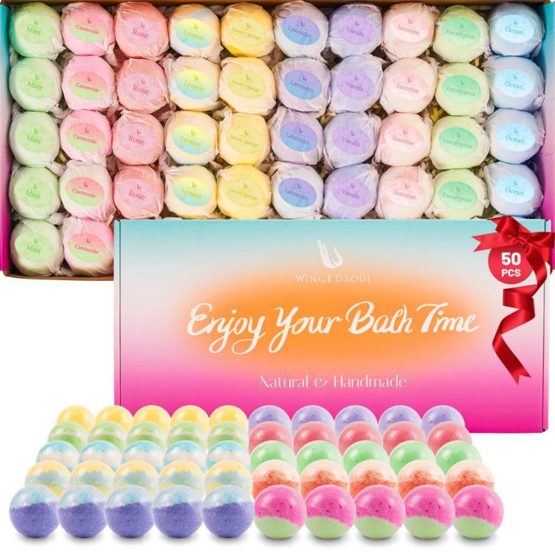 Bombas de baño WINGEDSOUL 50 piezas 10 fragancias artesanales