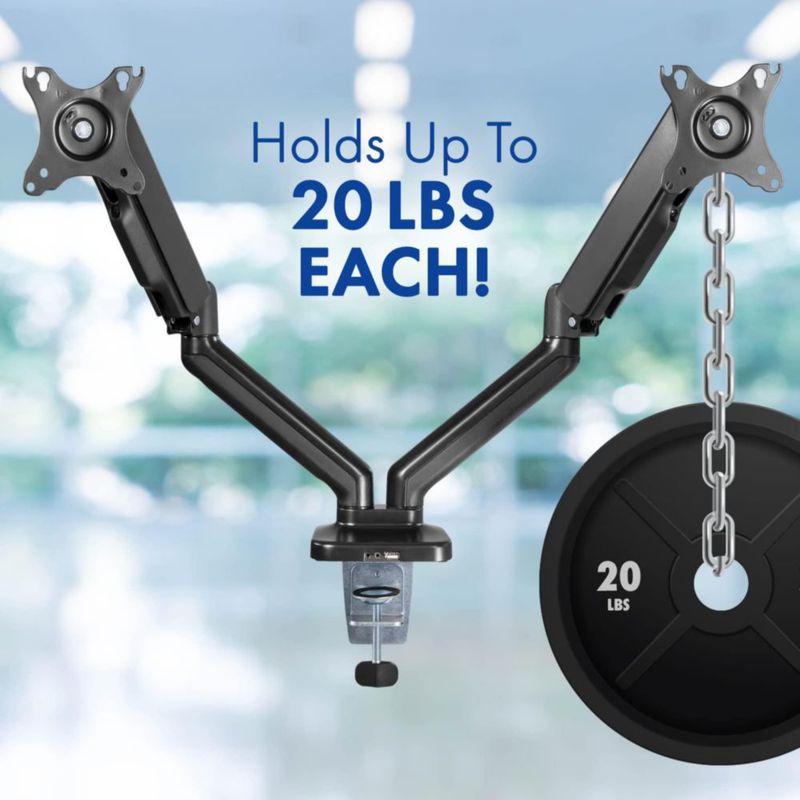 Brazo para Monitor Stellar Mounts Dual Spring con Puertos USB 2.0 Compatibilidad 17-32"