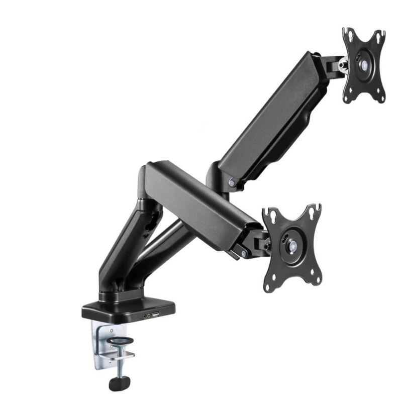 Brazo para Monitor Stellar Mounts Dual Spring con Puertos USB 2.0 Compatibilidad 17-32"
