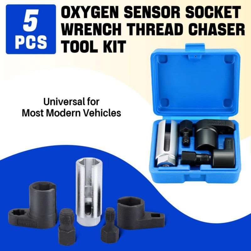 Juego de 5 piezas de casquillos para sensor O2 DASBET 22 mm tracción 3/8" y 1/2"
