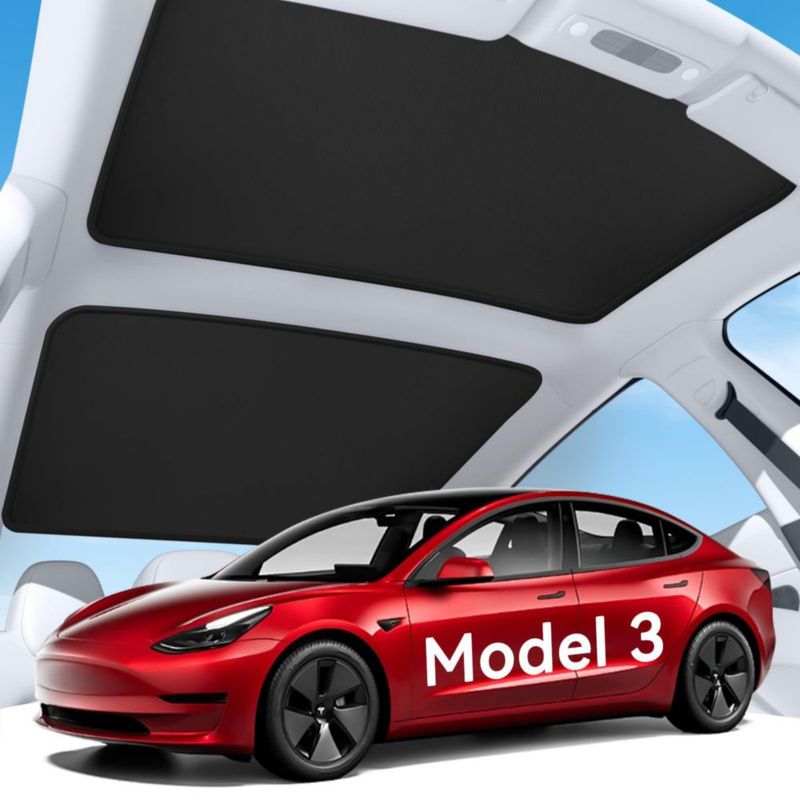 Parasol SUMK para Tesla Model 3 2021‑2026 – 2 pzas Negro
