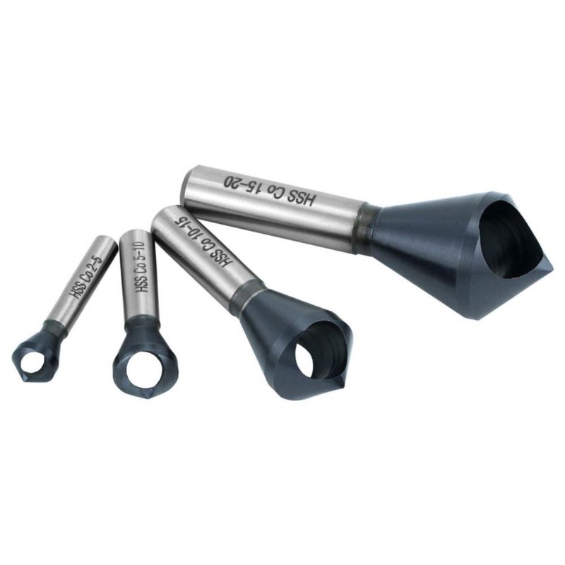 Juego de 4 piezas QWORK M35 Acero para avellanado de 90° 2‑20 mm