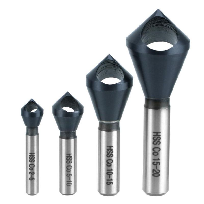 Juego de 4 piezas QWORK M35 Acero para avellanado de 90° 2‑20 mm