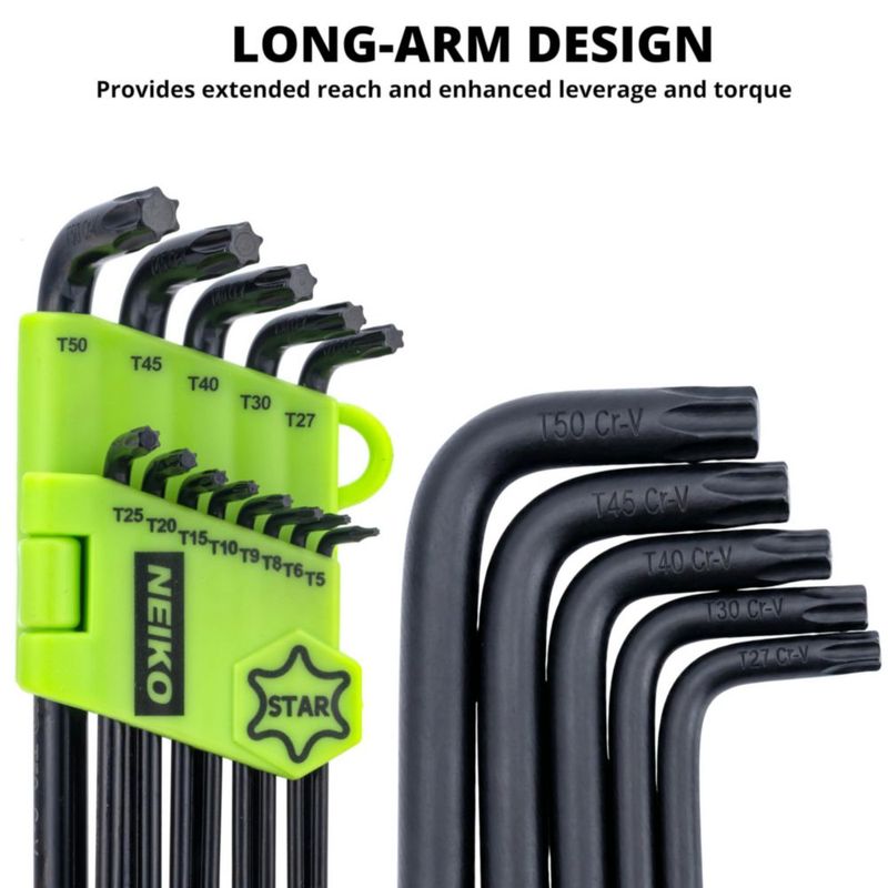 Juego de llaves Torx Allen NEIKO 13 piezas T5‑T50 con recubrimiento de óxido negro