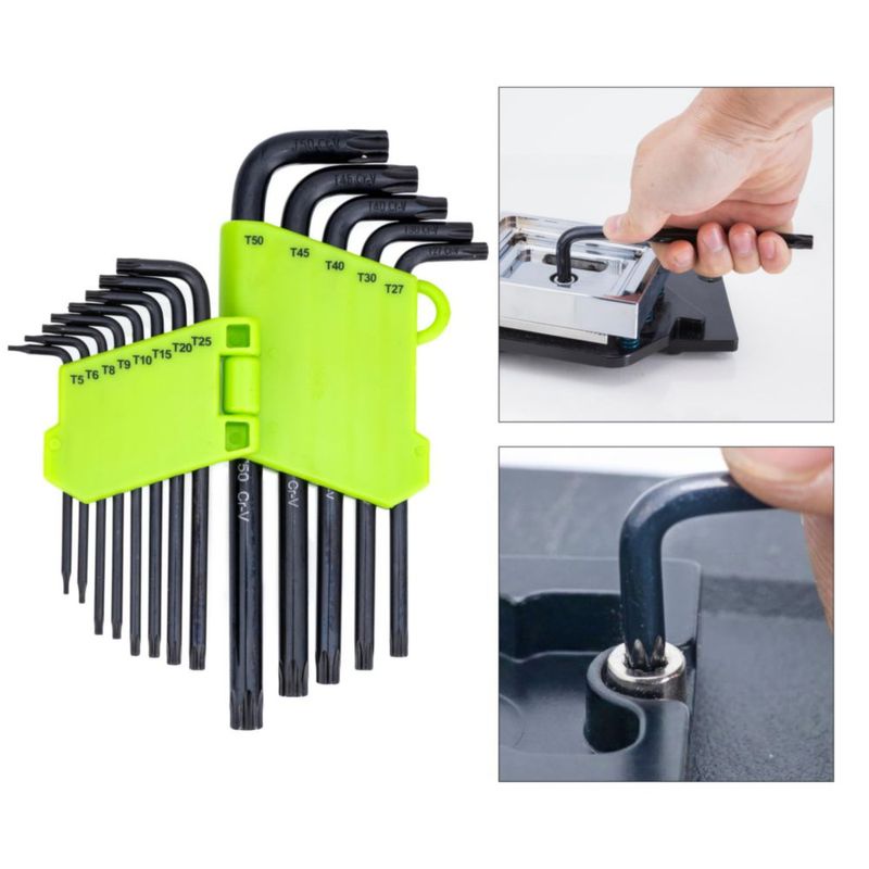 Juego de llaves Torx Allen NEIKO 13 piezas T5‑T50 con recubrimiento de óxido negro