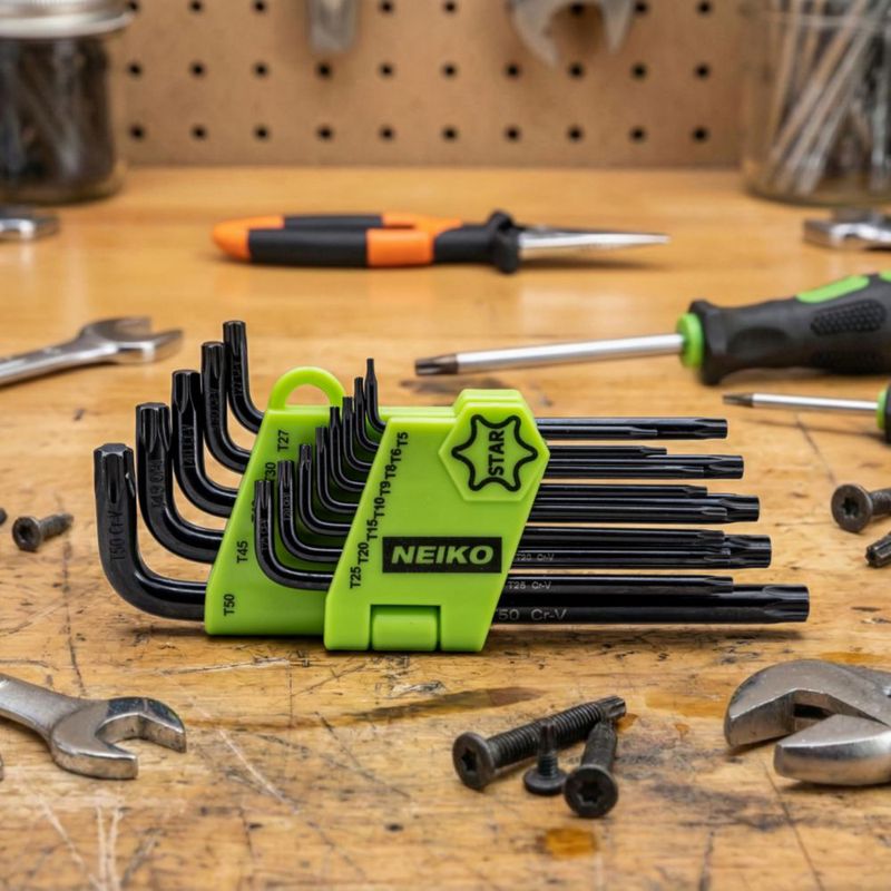 Juego de llaves Torx Allen NEIKO 13 piezas T5‑T50 con recubrimiento de óxido negro