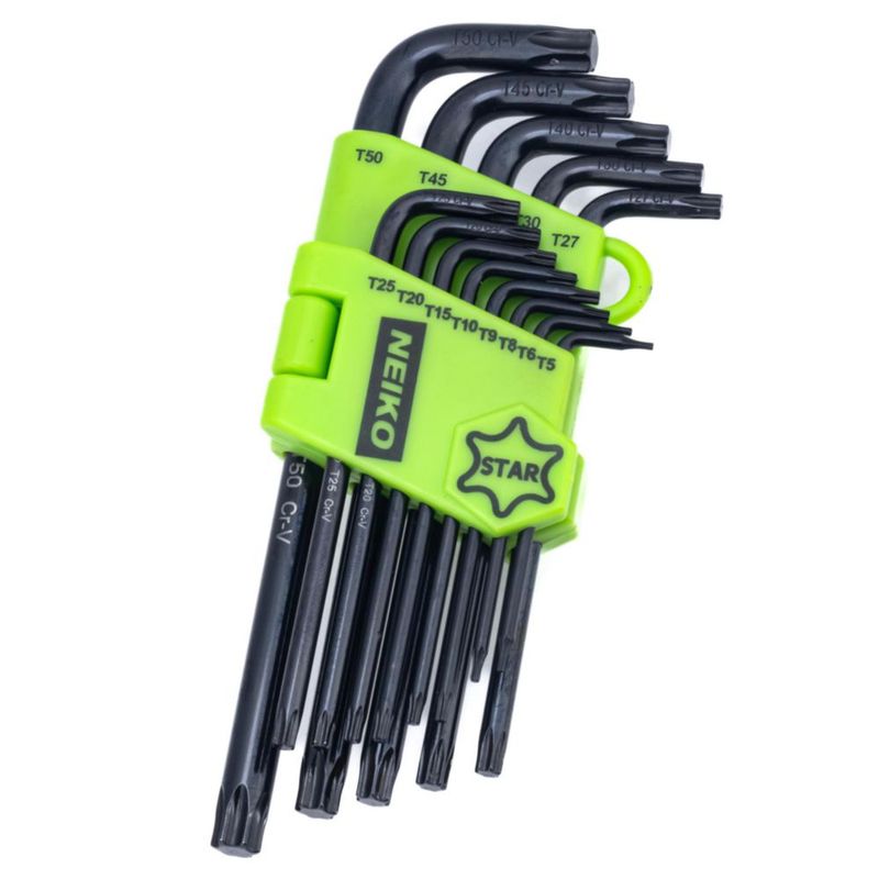 Juego de llaves Torx Allen NEIKO 13 piezas T5‑T50 con recubrimiento de óxido negro