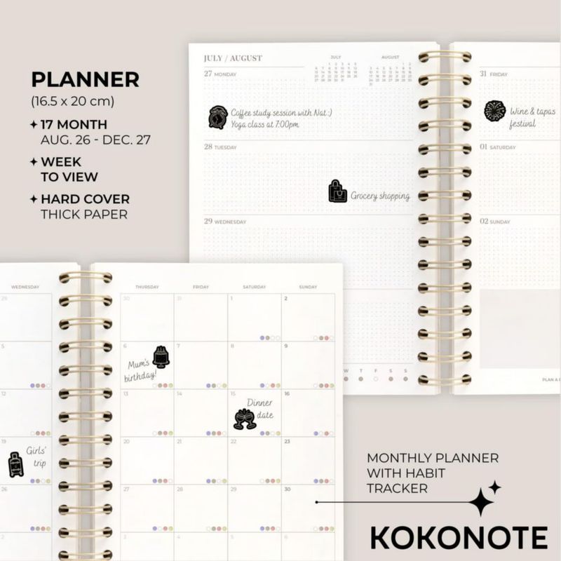 Agenda Kokonote Versailles 2026‑2027 165 × 20 cm