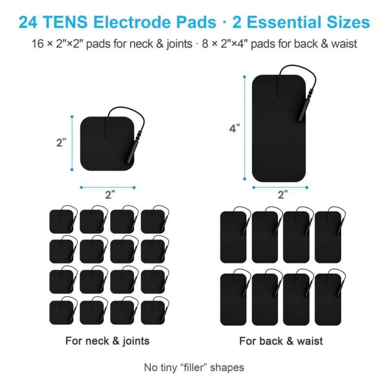 Almohadillas TENS DOMAS pack de 24 unidades (16 de 2 x 2" y 8 de 2 x 4") sin látex