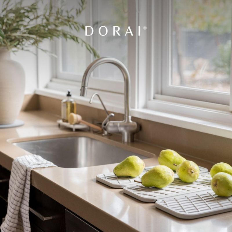 Tapete para Secar Platos Dorai 50 × 39 cm Plegable Color Ceniza