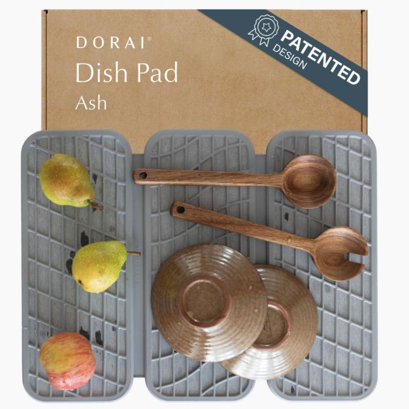Tapete para Secar Platos Dorai 50 × 39 cm Plegable Color Ceniza