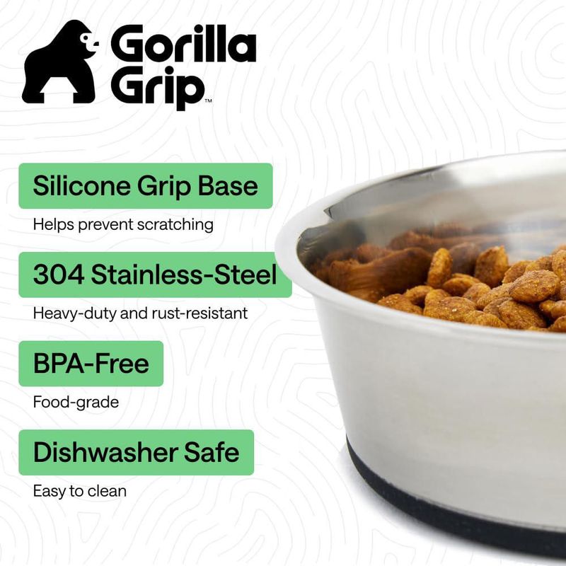 Comedero para perros GORILLA GRIP 4 tazas Acero inoxidable negro