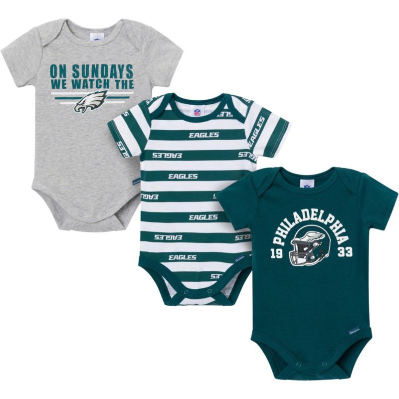 Conjunto de 3 bodies Gerber para bebé niño NFL Águilas (6 meses)
