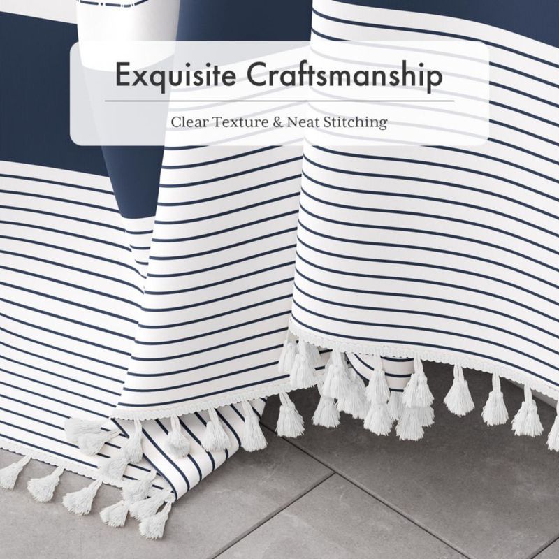 Cortina de Ducha AmazerBath 183 cm a Rayas Azul Marino