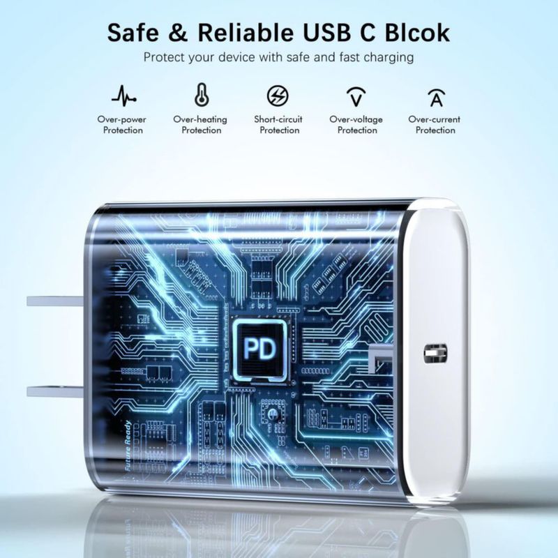 Cargador USB‑C Blechmeki 20 W Pack de 2 + Cable de 18 m