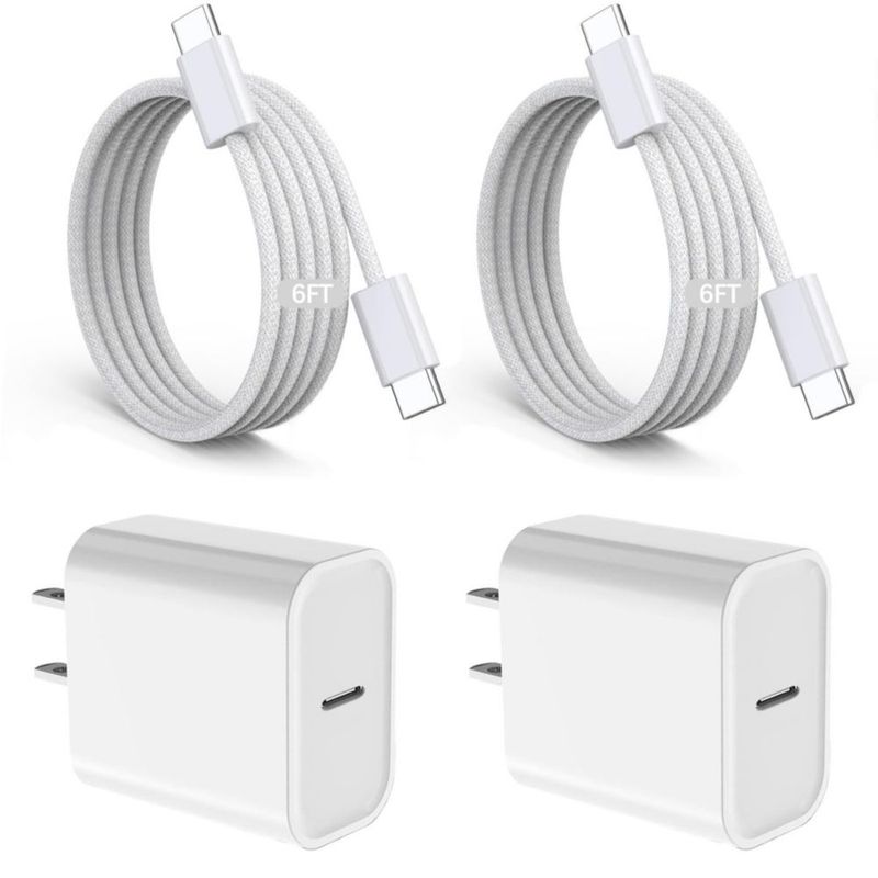 Cargador USB‑C Blechmeki 20 W Pack de 2 + Cable de 18 m