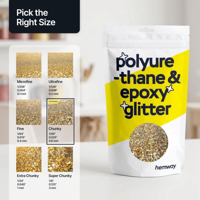 Purpurina Hemway 100 g Oro y Plata Gruesa para Resina de Poliuretano y Epoxi