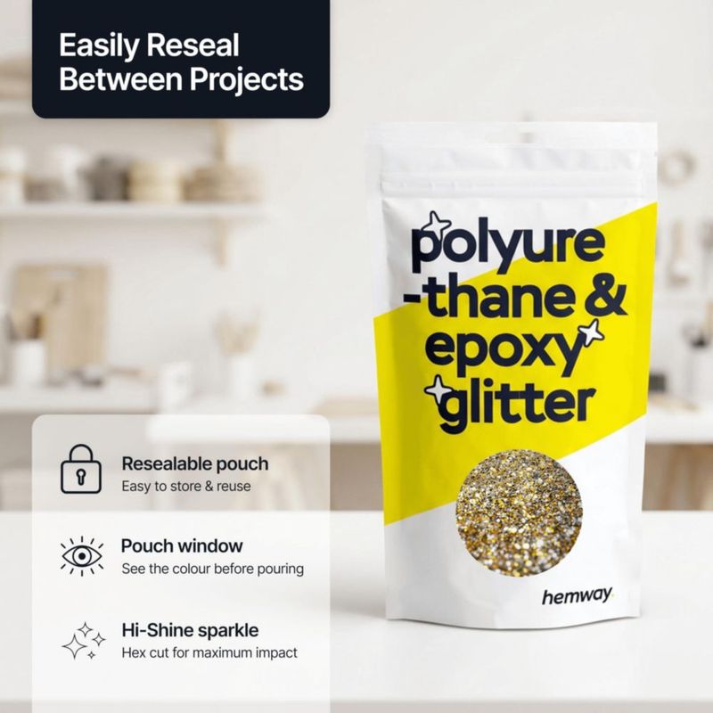 Purpurina Hemway 100 g Oro y Plata Gruesa para Resina de Poliuretano y Epoxi