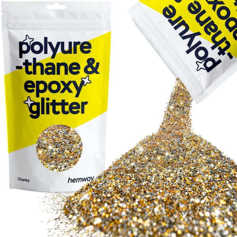 Purpurina Hemway 100 g Oro y Plata Gruesa para Resina de Poliuretano y Epoxi