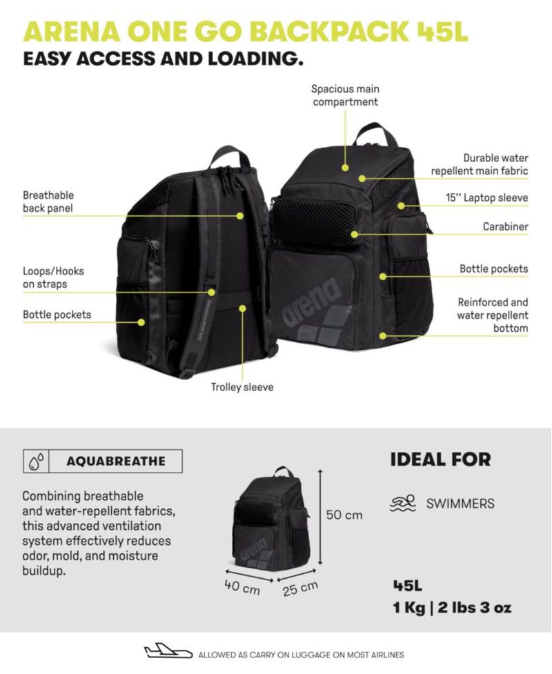 Mochila deportiva ARENA 45L color púrpura ciruela