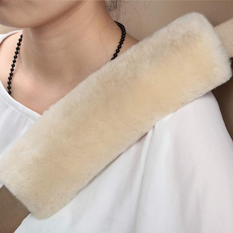 Almohadillas para cinturón de seguridad OGLAND pack de 2 24 × 125 cm lana negra
