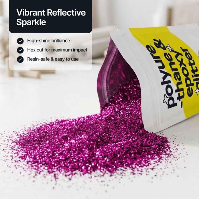 Brillantina Hemway Rosa Fucsia 100 g Gruesa para Resina Poliuretano y Epoxi
