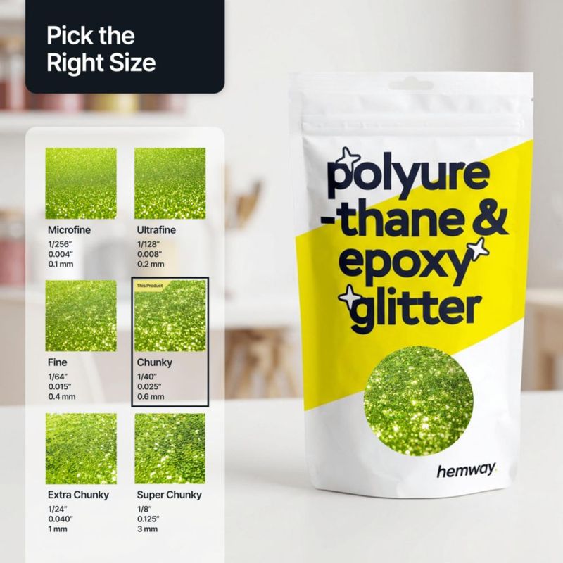 Purpurina Hemway 100 g Verde Lima en Escamas Gruesas para Resina