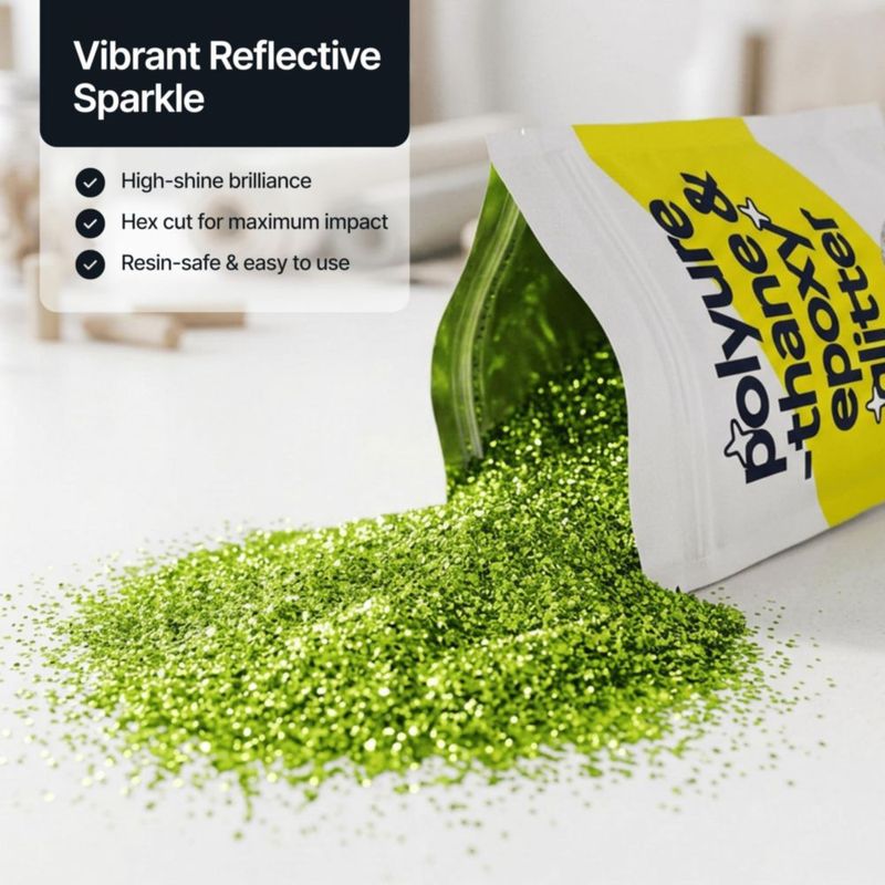 Purpurina Hemway 100 g Verde Lima en Escamas Gruesas para Resina