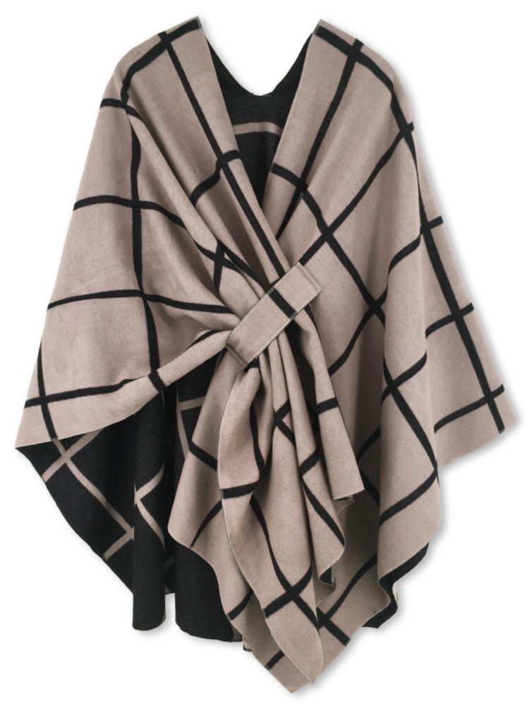Abrigo Moss Rose 80 cm a cuadros – Poncho tipo chal