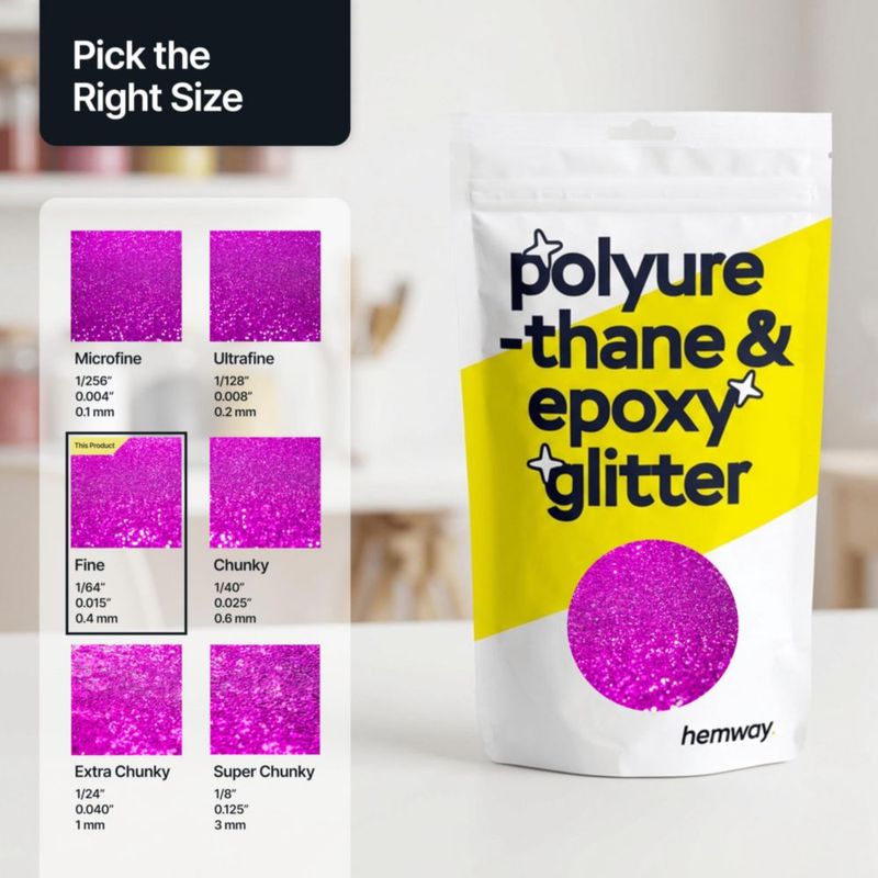 Purpurina Hemway Rosa Fucsia 100 g Fina para Poliuretano y Resina Epoxi