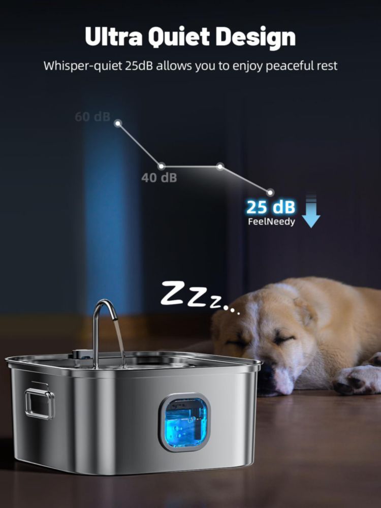 Fuente de Agua para Perro MAILOFY 12 L Acero Inoxidable Silenciosa