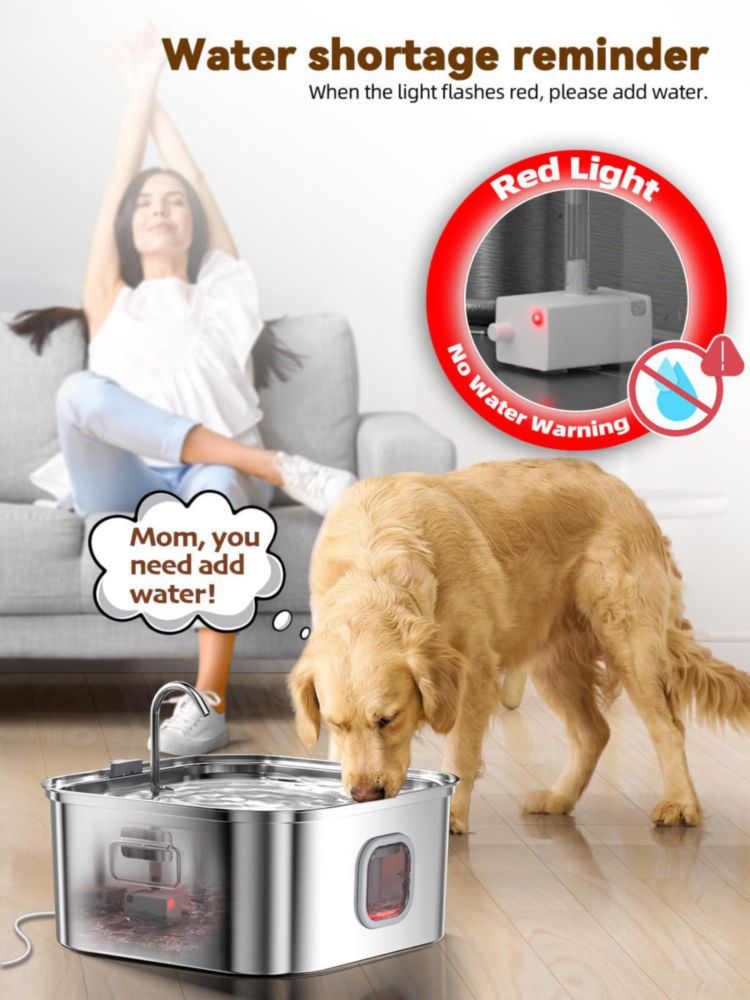 Fuente de Agua para Perro MAILOFY 12 L Acero Inoxidable Silenciosa
