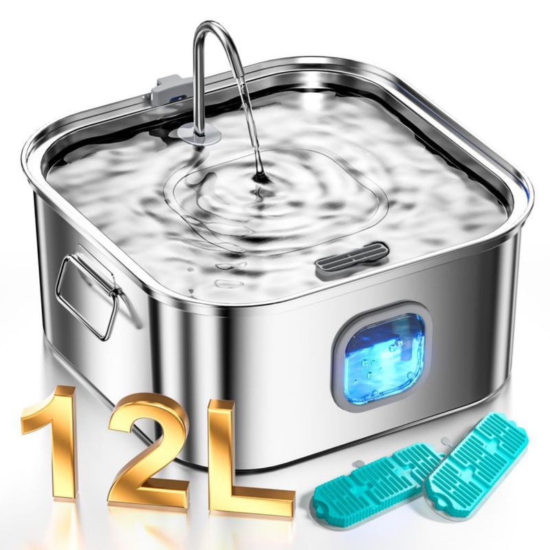 Fuente de Agua para Perro MAILOFY 12 L Acero Inoxidable Silenciosa