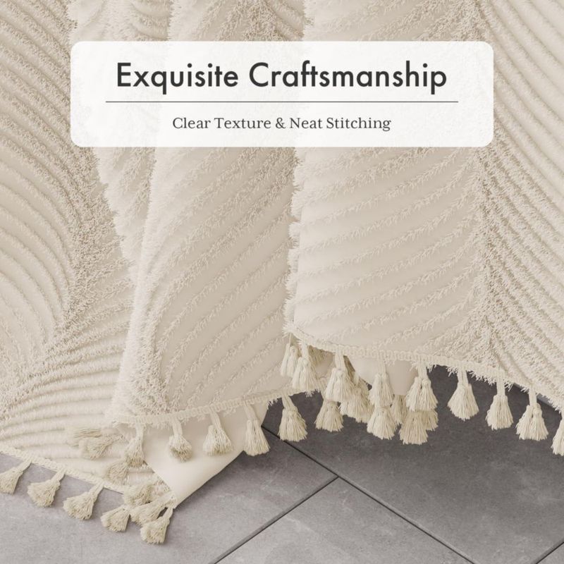 Cortina de Ducha AmazerBath 183 cm Beige con Borlas