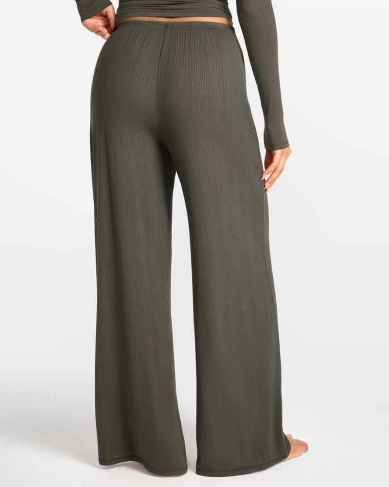 Pantalones de pijama SOULVOR talla M 74 cm modal acanalado verde musgo