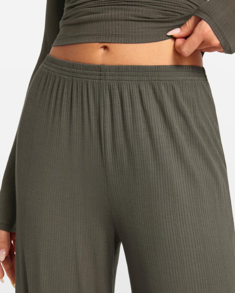 Pantalones de pijama SOULVOR talla M 74 cm modal acanalado verde musgo