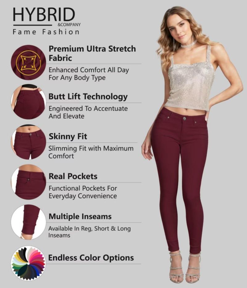 Jeans Hybrid & Company color vino denim elástico de 79 cm