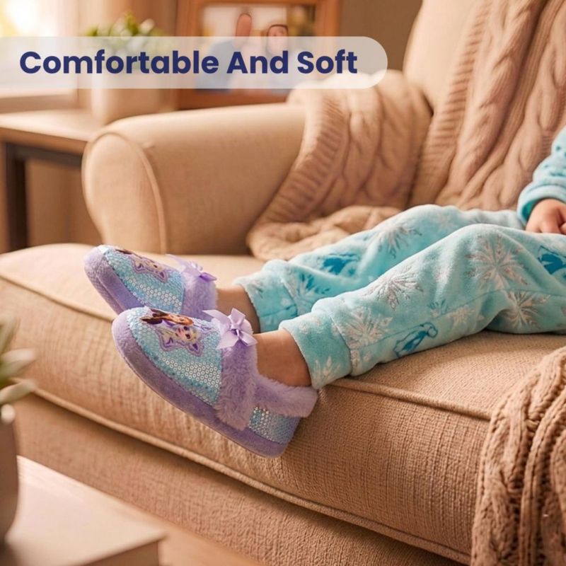Pantufla Disney 9-10 púrpura de peluche antideslizante y esponjosa