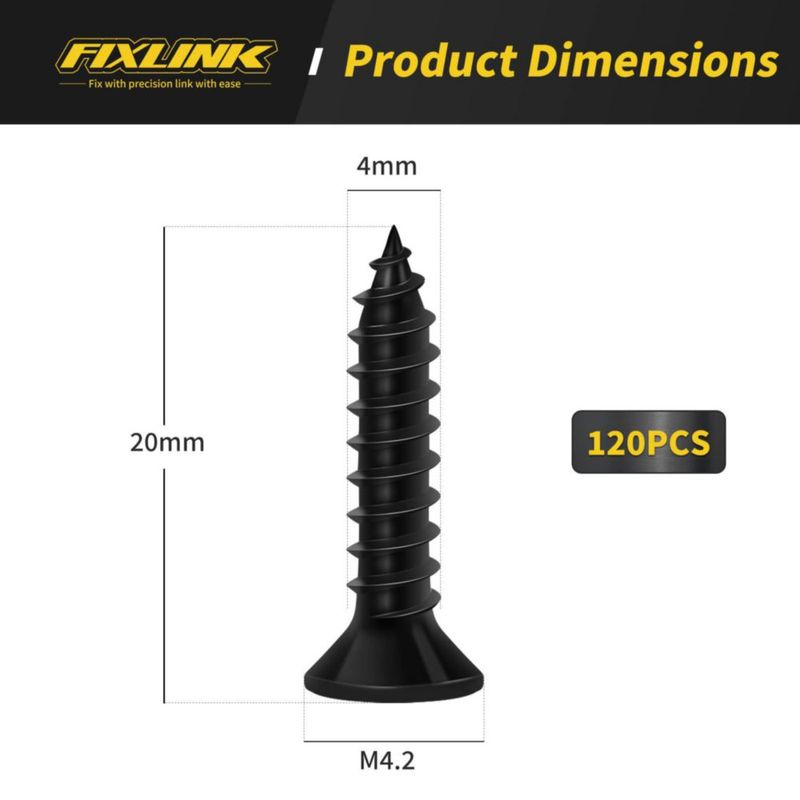 Tornillos para madera FIXLINK #8 x 19 cm cabeza plana 120 uds