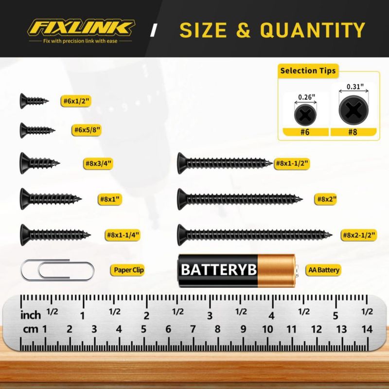 Tornillos para madera FIXLINK #8 x 19 cm cabeza plana 120 uds