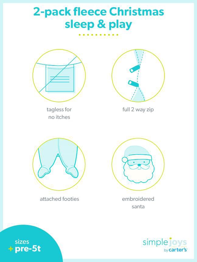 PAJAMAS Simple Joys Pack de 2 Felpa 6‑9 meses Navideñas