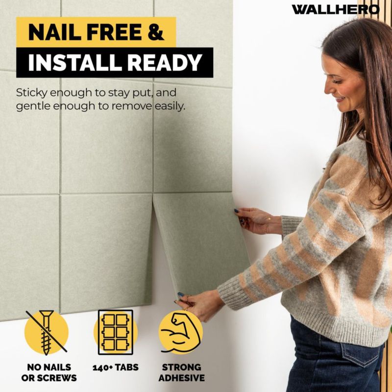 Panel de fieltro WallHero 150 cm x 91 cm 15 unidades Verde Salvia