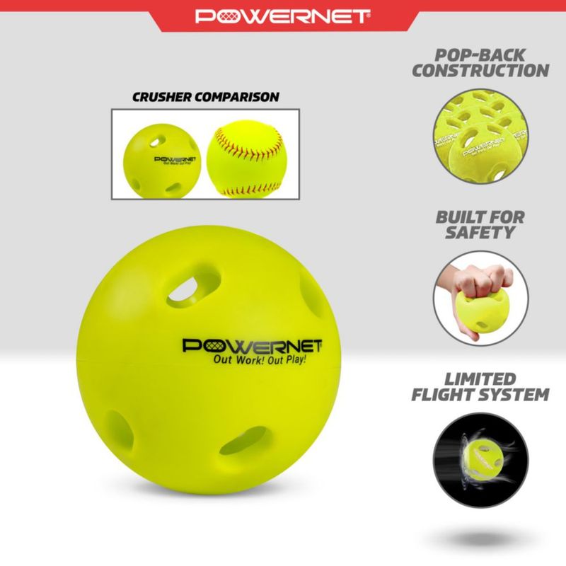 Softballs PowerNet Crusher - Pack de 12 para entrenamiento