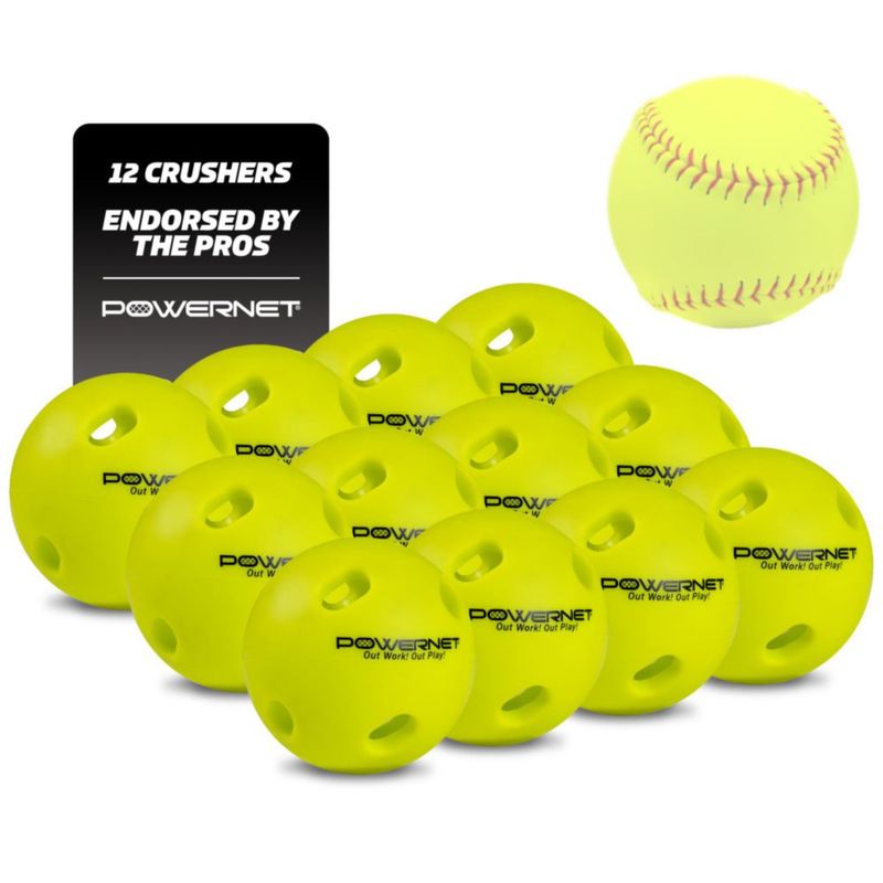 Softballs PowerNet Crusher - Pack de 12 para entrenamiento