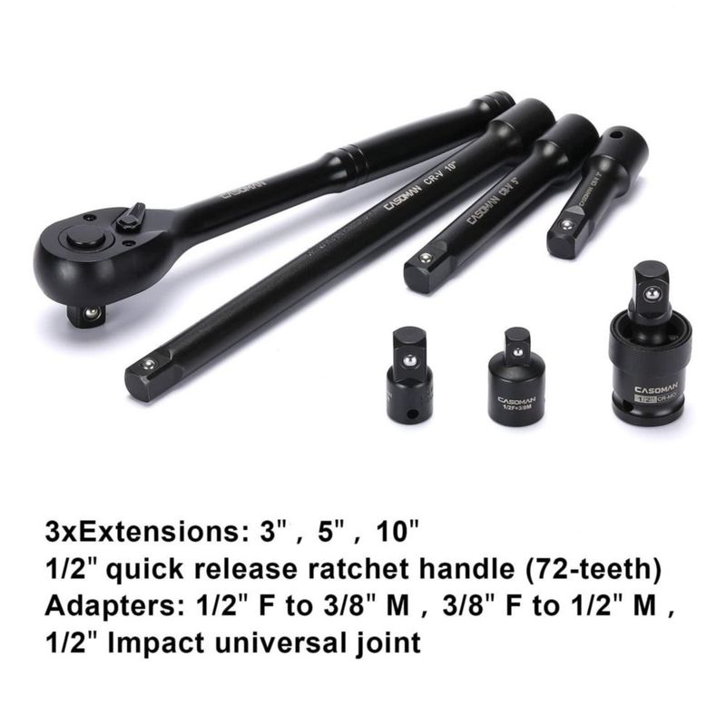 Juego de casquillos de impacto CASOMAN 70 piezas 1/2" SAE/Métrico