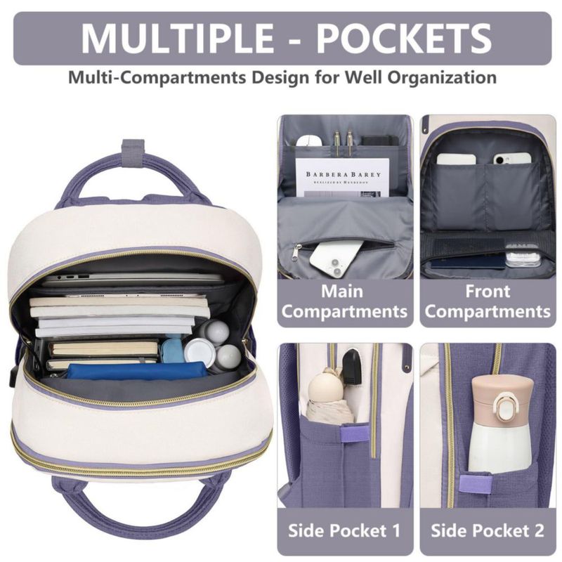 Mochila Bagswan 15.6" con carga USB impermeable color púrpura